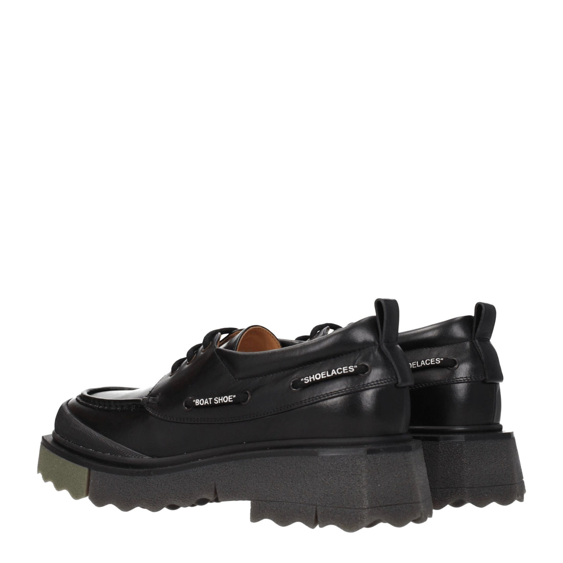 Off-White Black Leather Slip-On Loafers