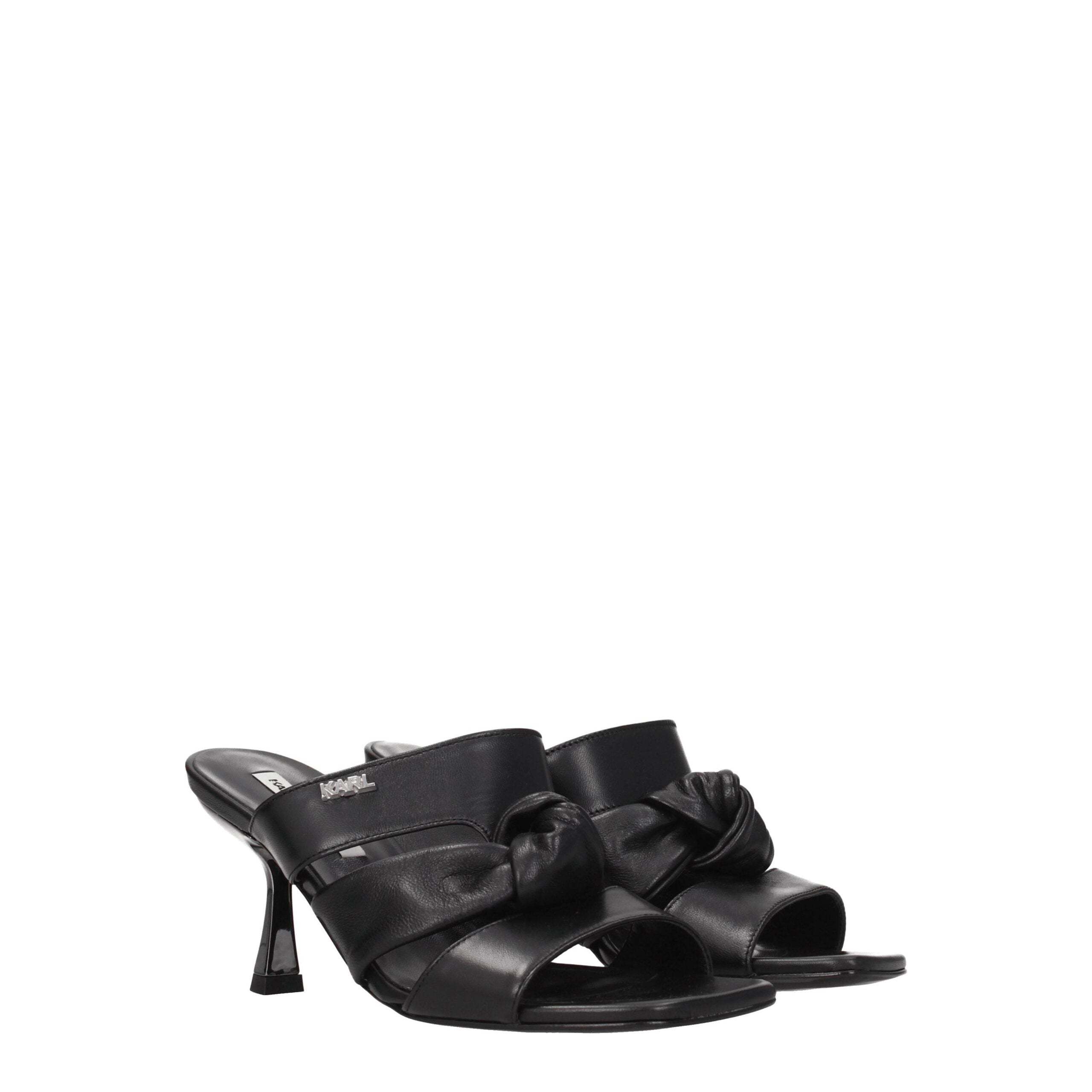 Karl Lagerfeld Black Leather Sandal