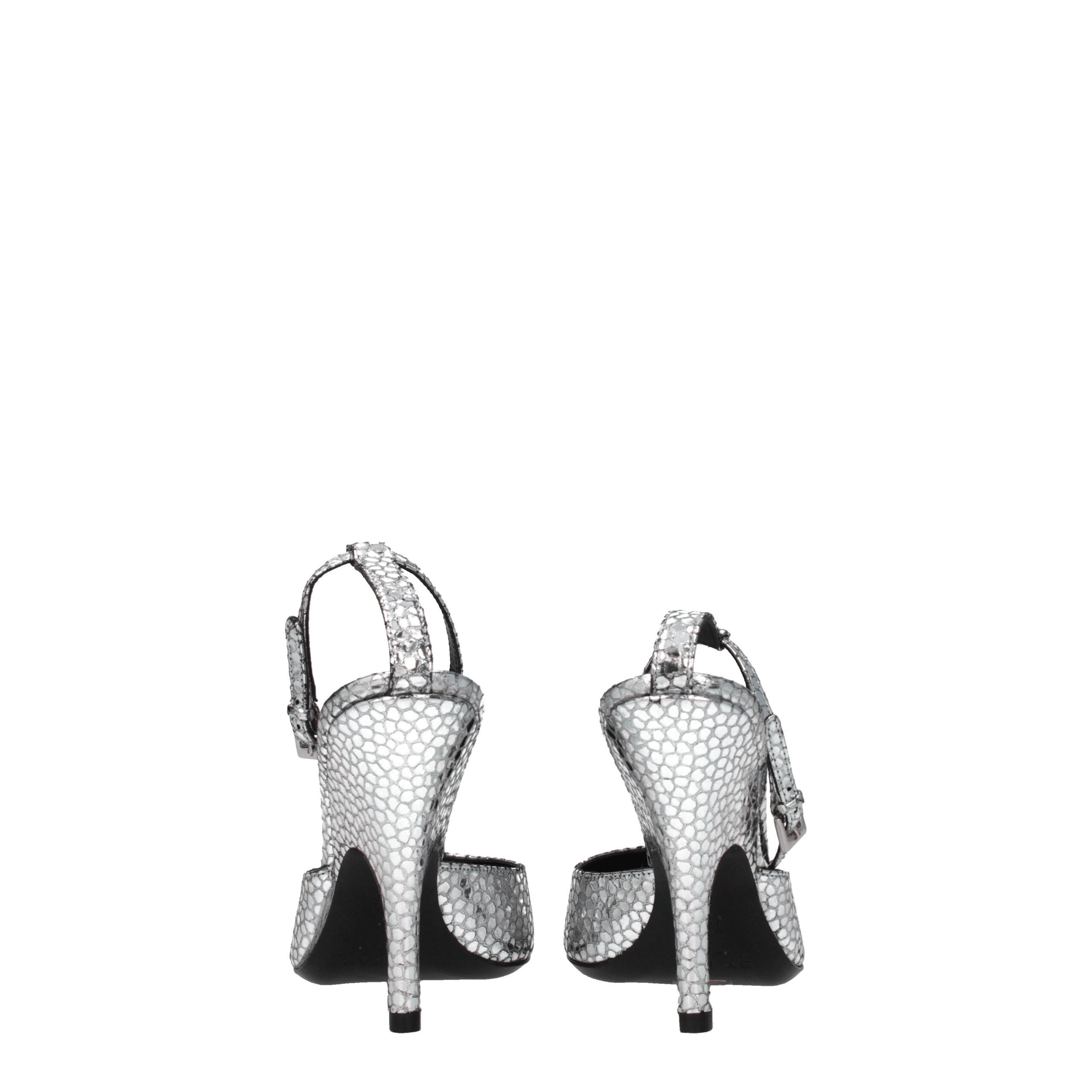 BY FAR Gray Leather Sandal