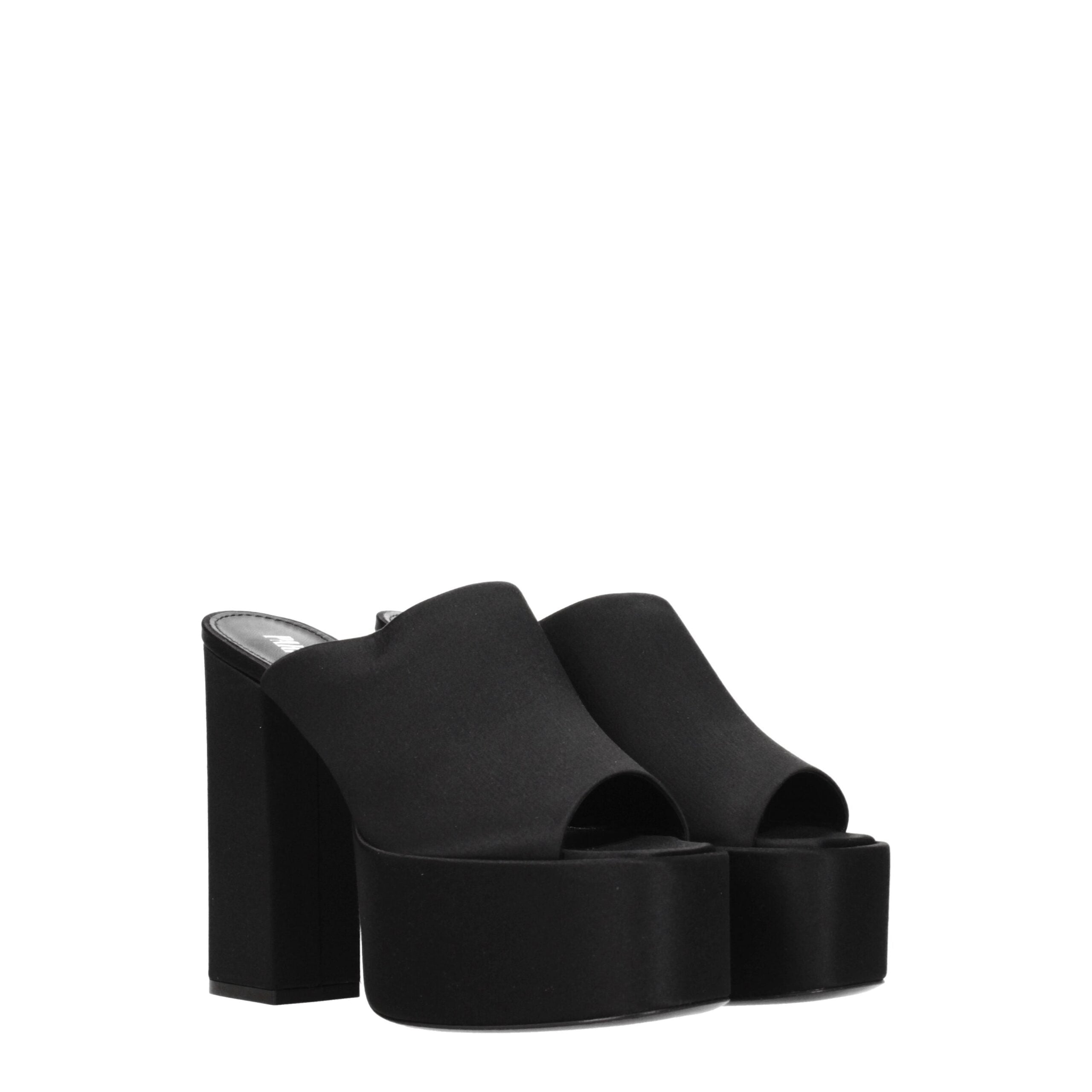Paris Texas Black Satin Sandal