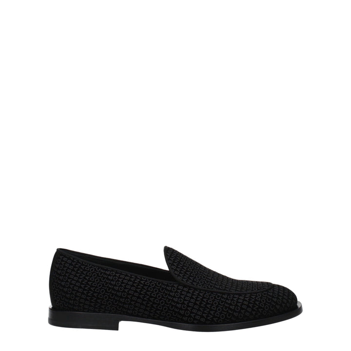 Dolce & Gabbana Black Velvet Slip-On Loafers