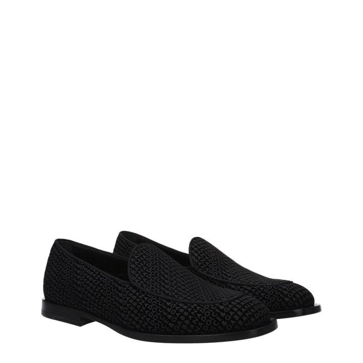 Dolce & Gabbana Black Velvet Slip-On Loafers