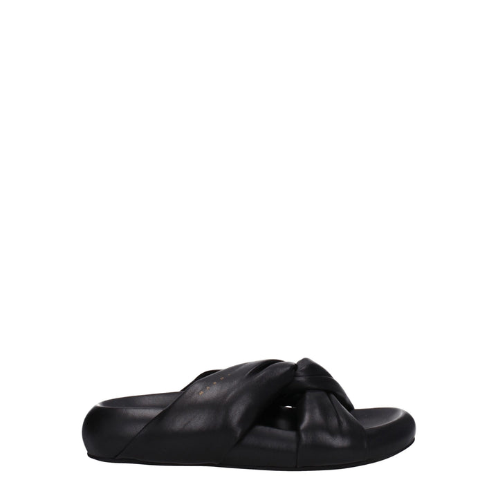 Marni Black Leather Slippers