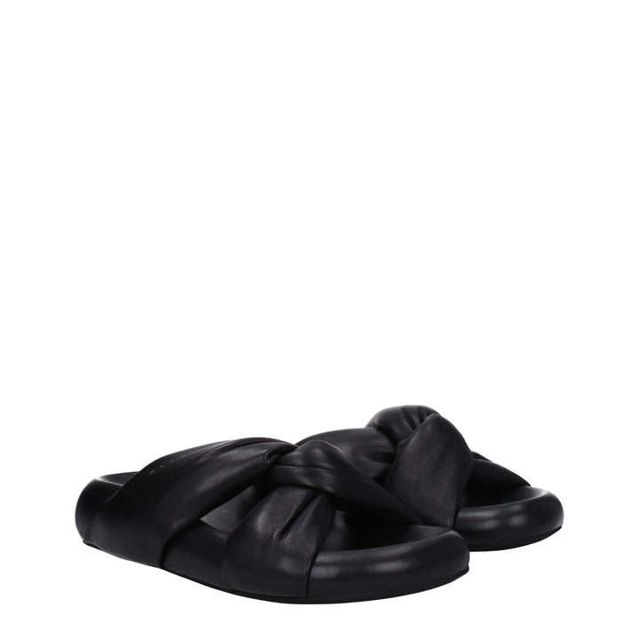 Marni Black Leather Slippers