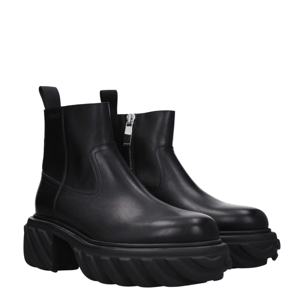 Off-White Black Leather Ankle