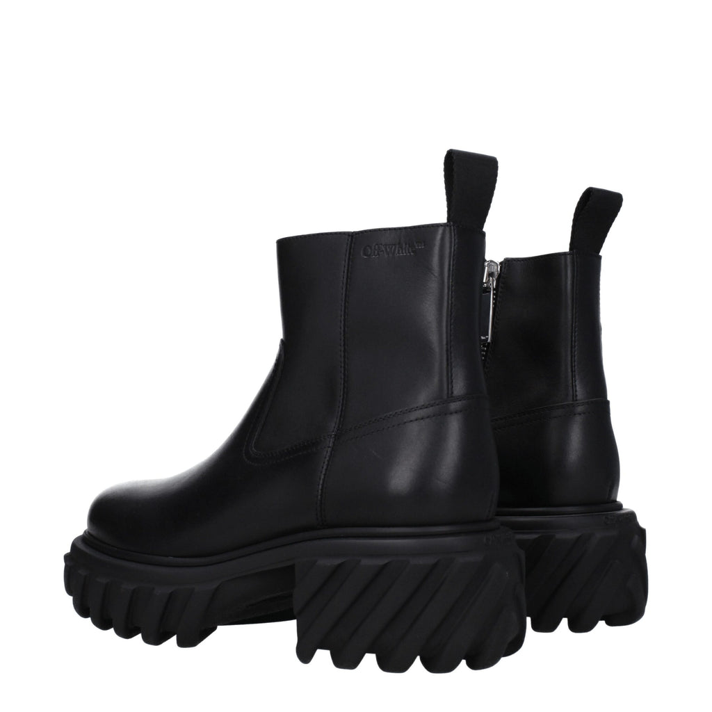 Off-White Black Leather Ankle