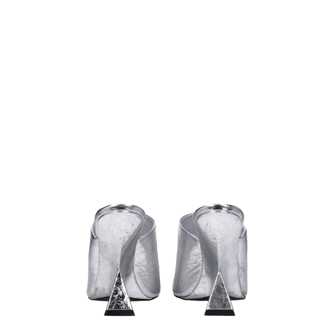 The Attico Gray Leather Platform Sandals