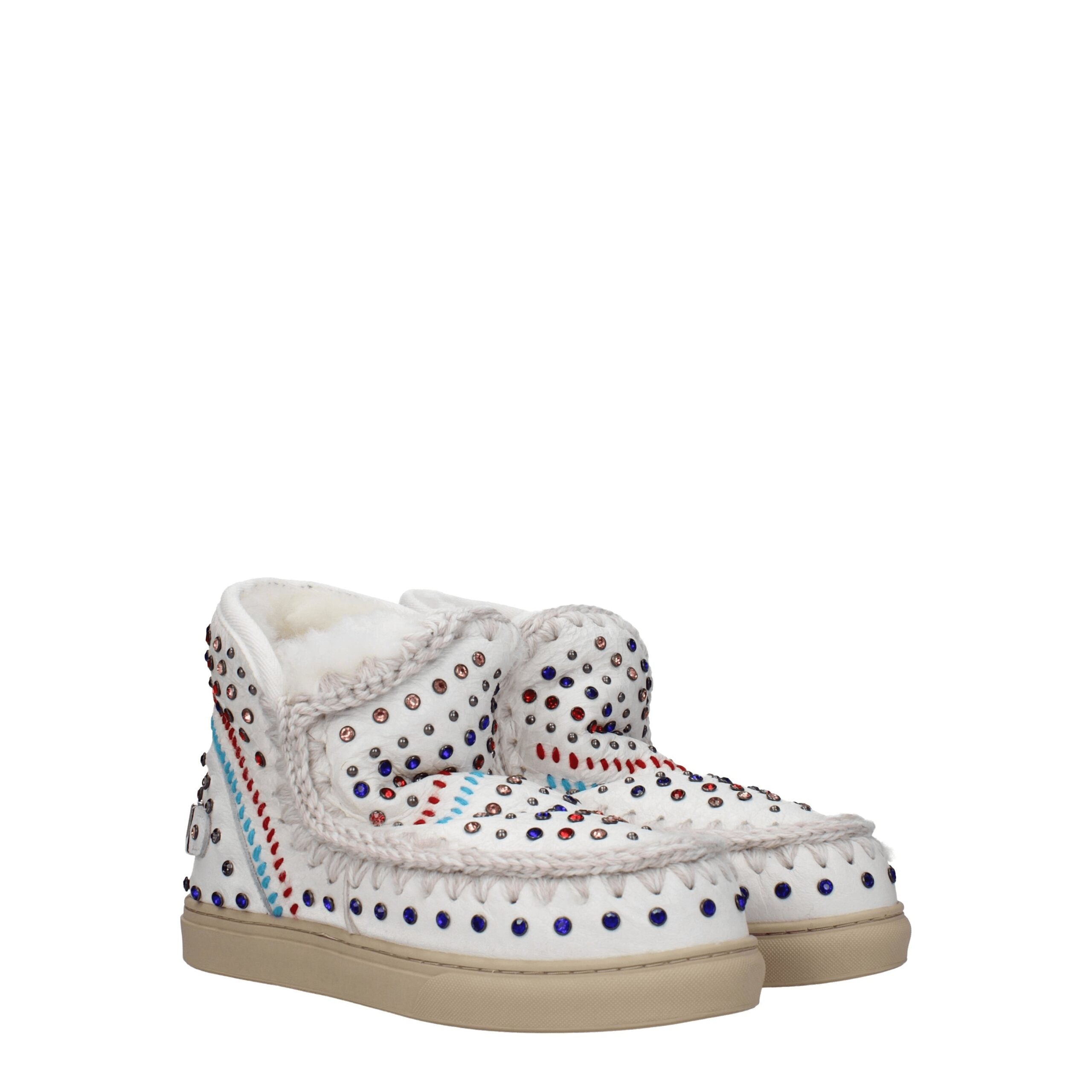 Mou White Leather Ankle