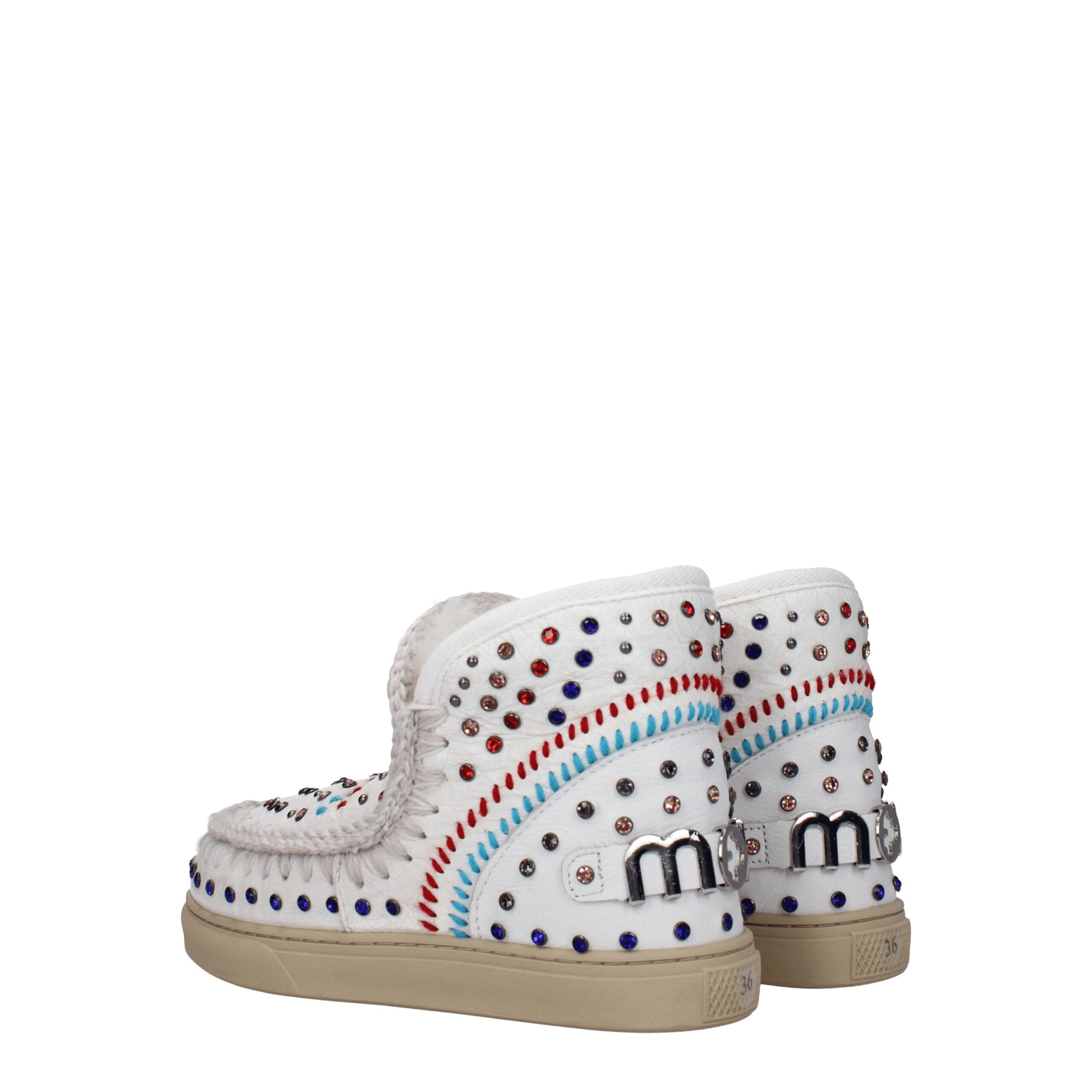 Mou White Leather Ankle