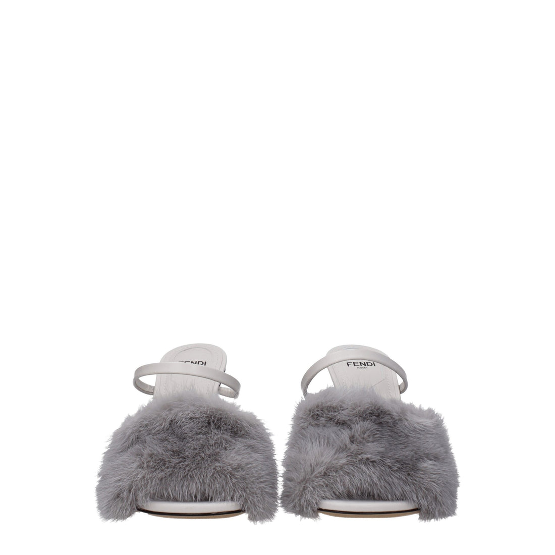 Fendi Gray Mink Slippers