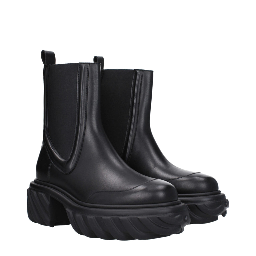 Off-White Black Leather Ankle
