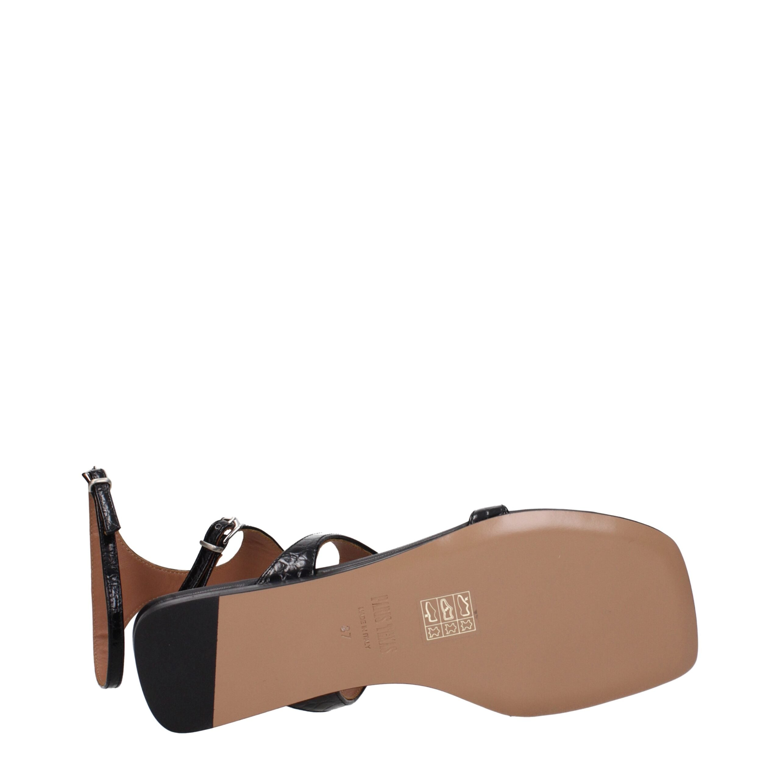 Paris Texas Black Leather Flip-Flop Sandal