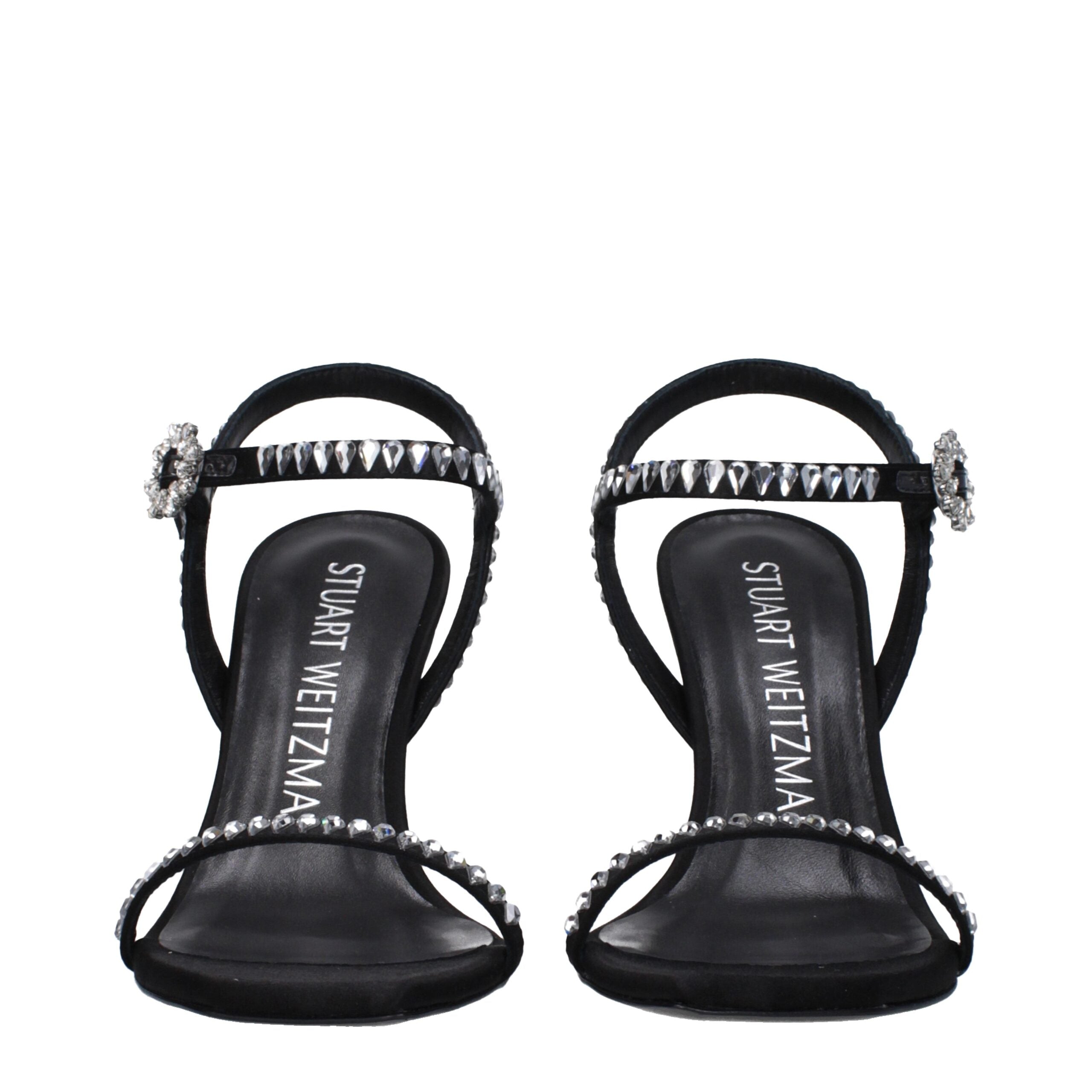 Stuart Weitzman Black Satin Sandal