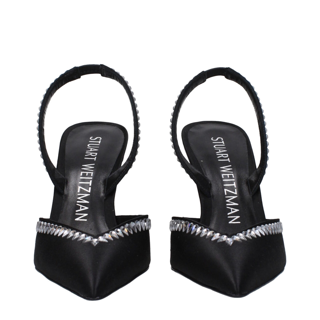 Stuart Weitzman Black Satin Sandal