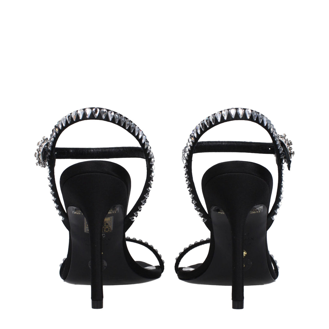 Stuart Weitzman Black Satin Stiletto Heel Sandals