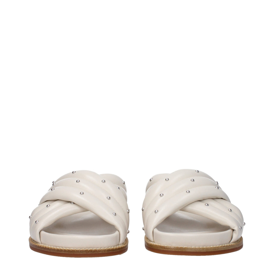 Fabiana Filippi Beige Leather Slippers
