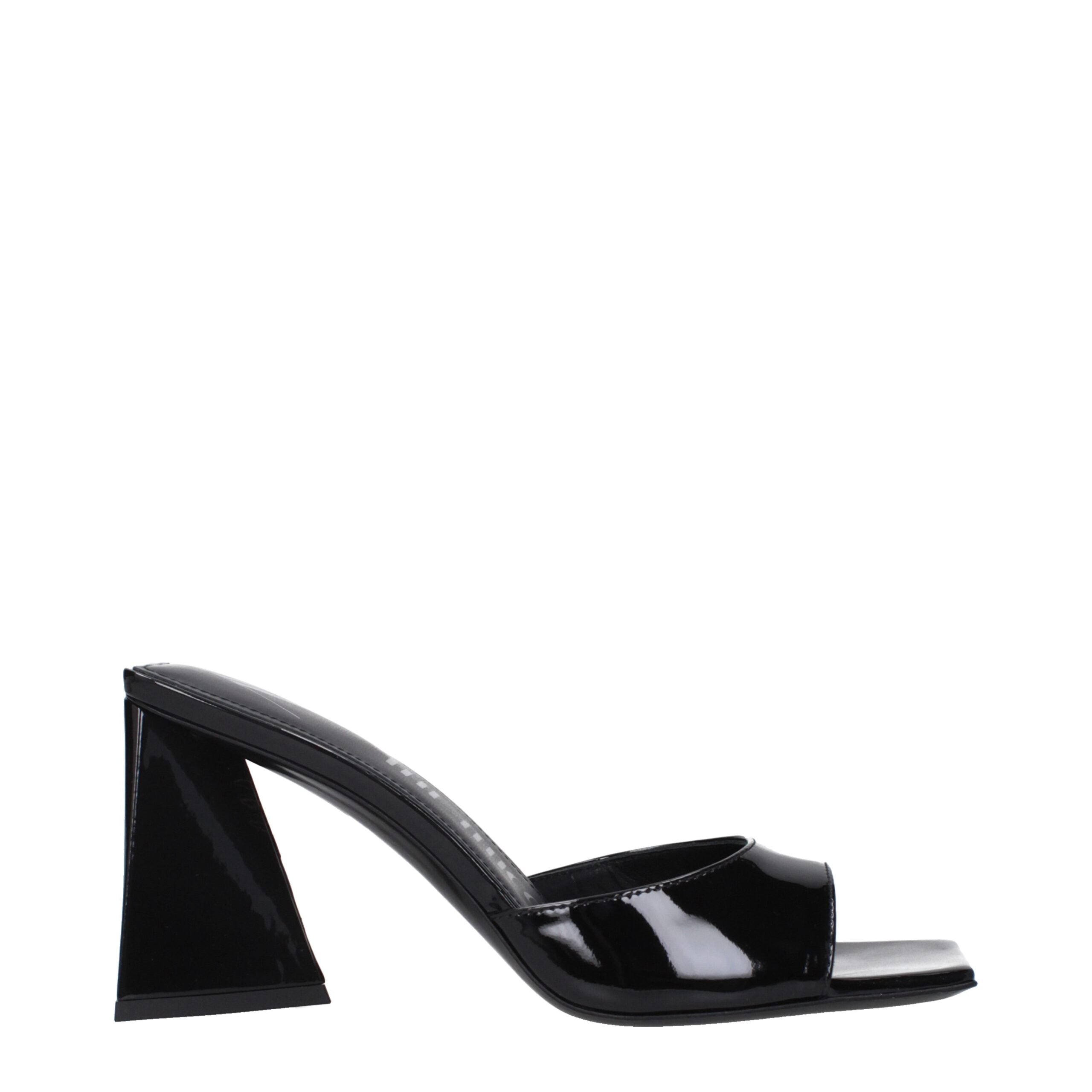 The Attico Black Leather Sandal