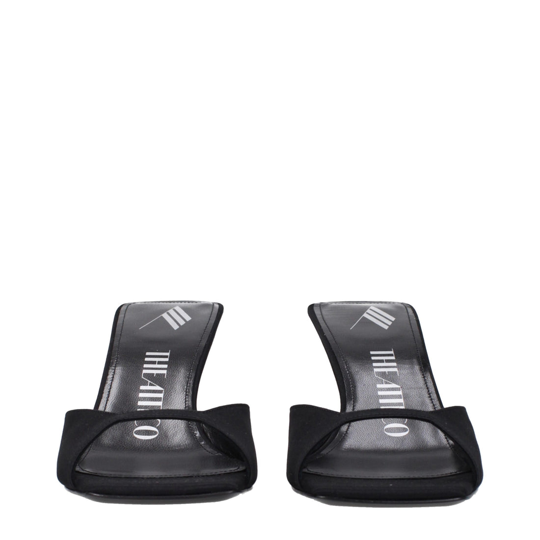 The Attico Black Satin Stiletto Heel Sandals