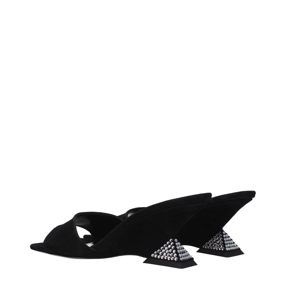 The Attico Black Leather Platform Sandals