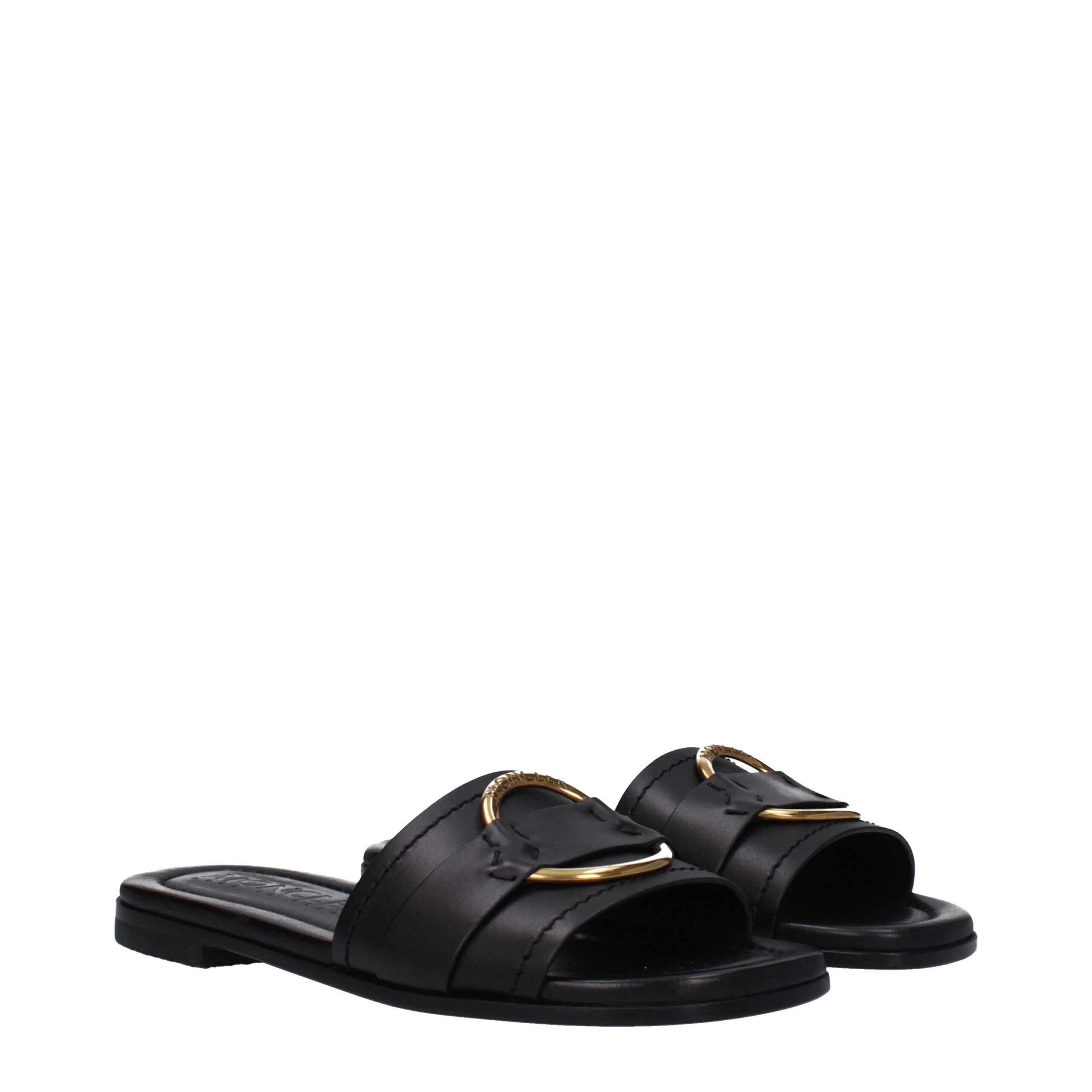 Moncler Black Leather Slipper