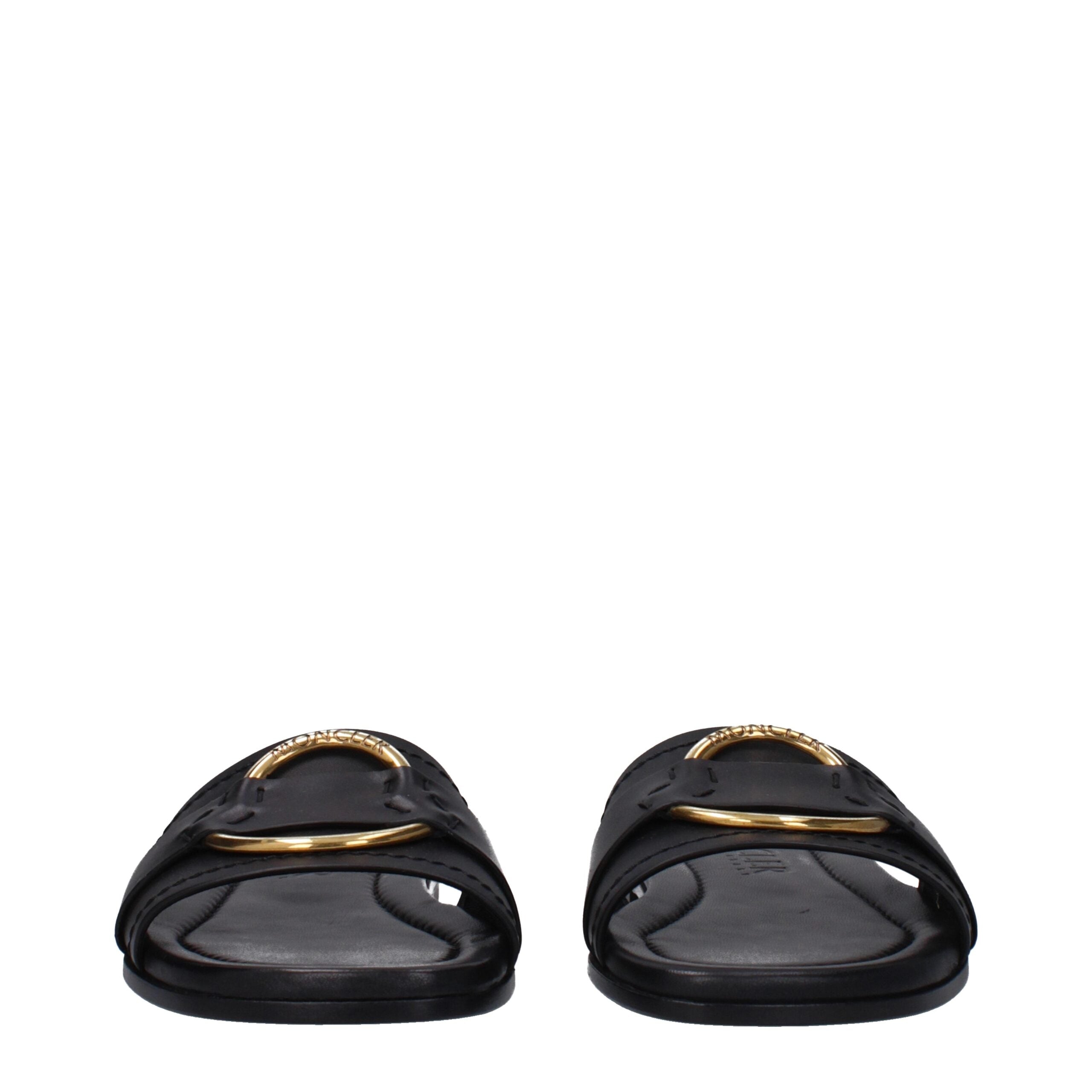 Moncler Black Leather Slipper