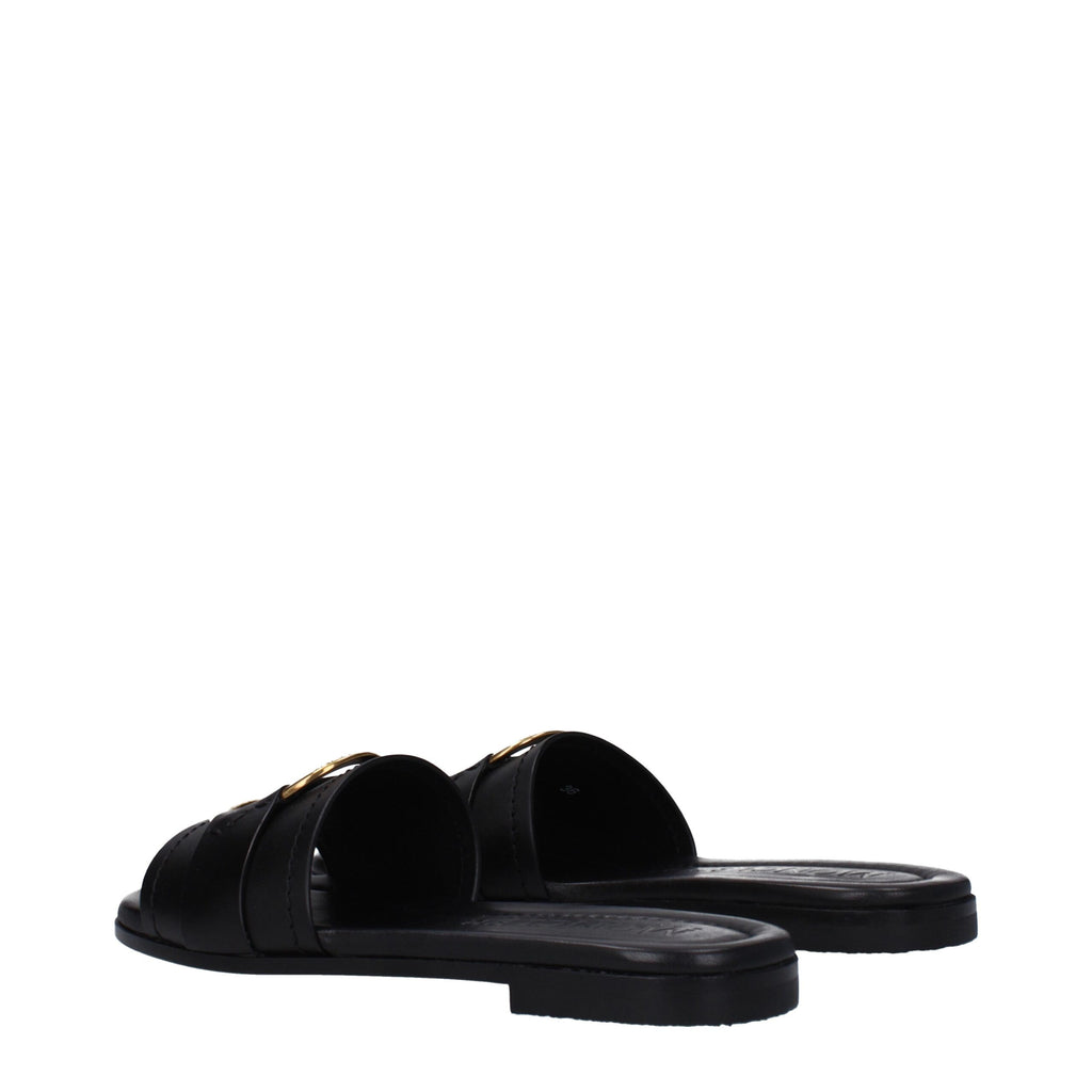 Moncler Black Leather Slipper