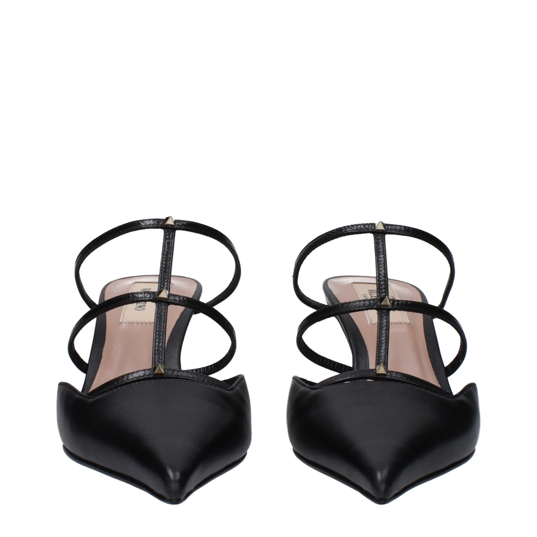 Valentino Garavani Black Leather Flat Sandals