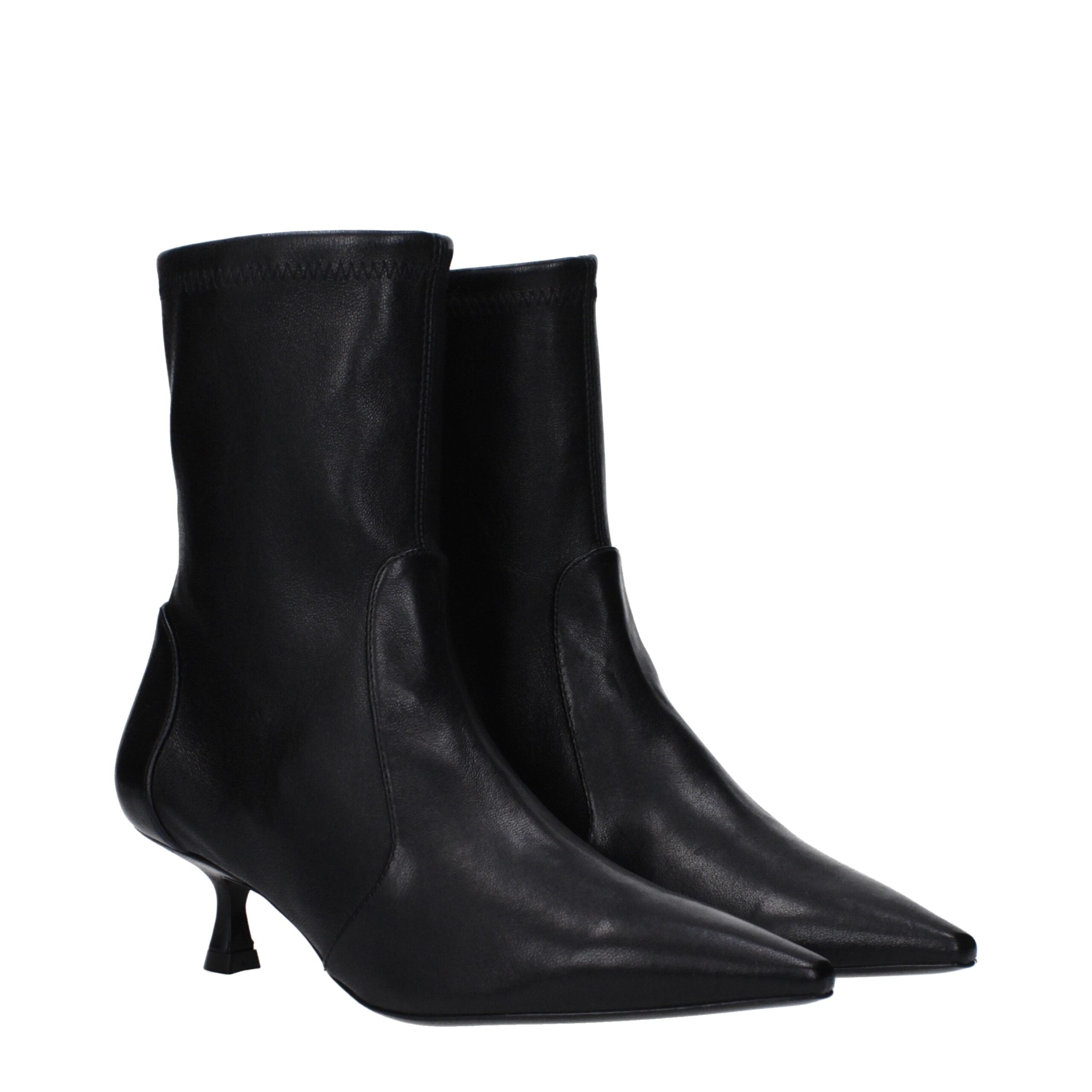 Stuart Weitzman Black Leather Ankle