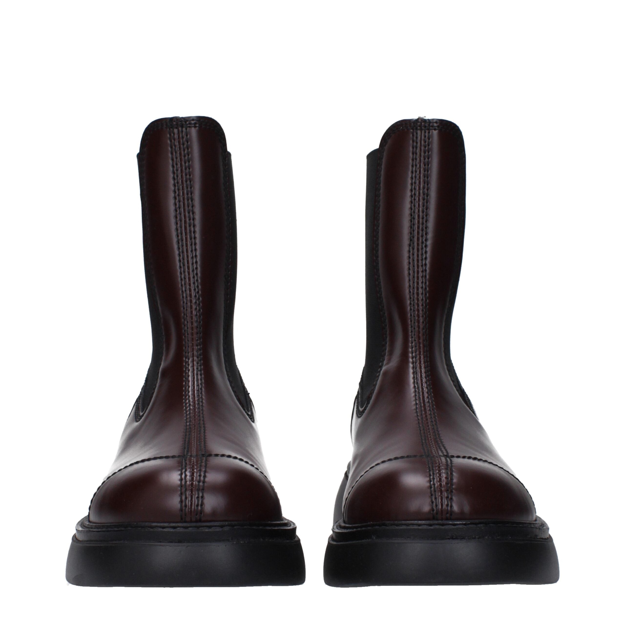 Ganni Brown Leather Ankle