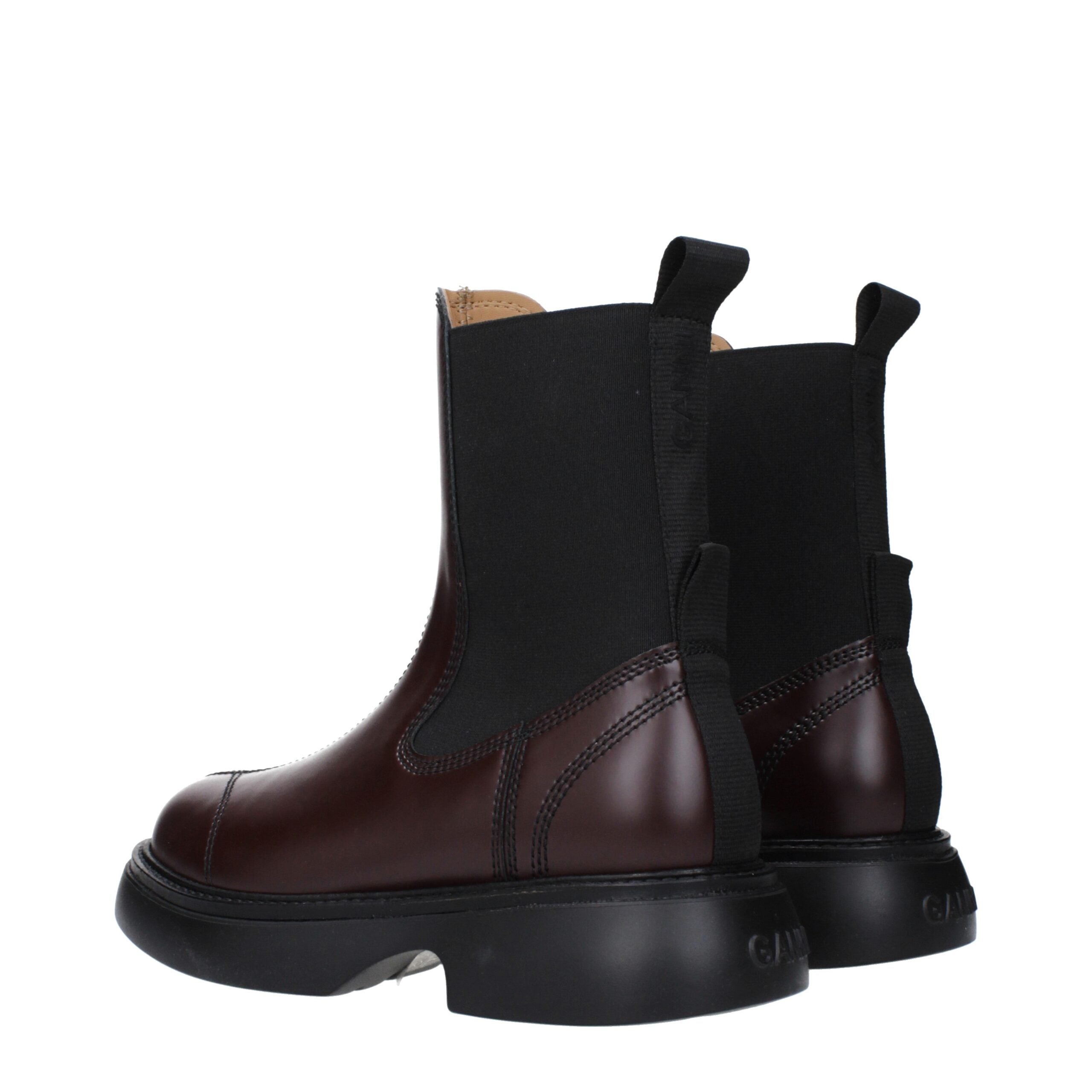 Ganni Brown Leather Ankle