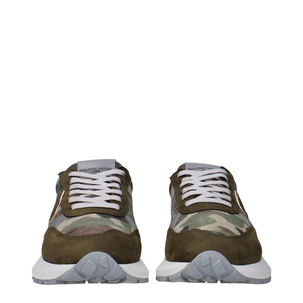 Philippe Model Green Fabric Athletic Sneakers