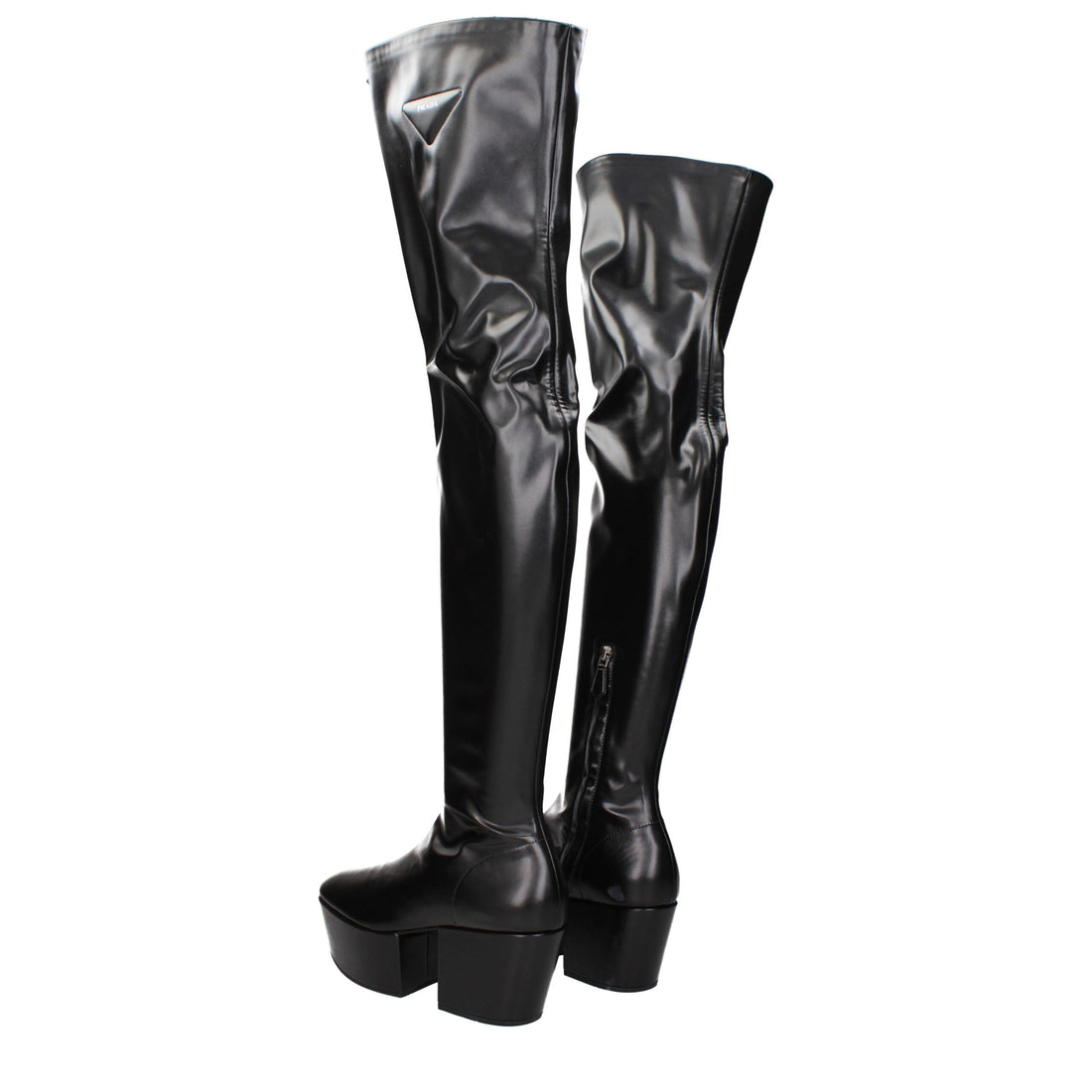 Prada Black Leather Over The Knee