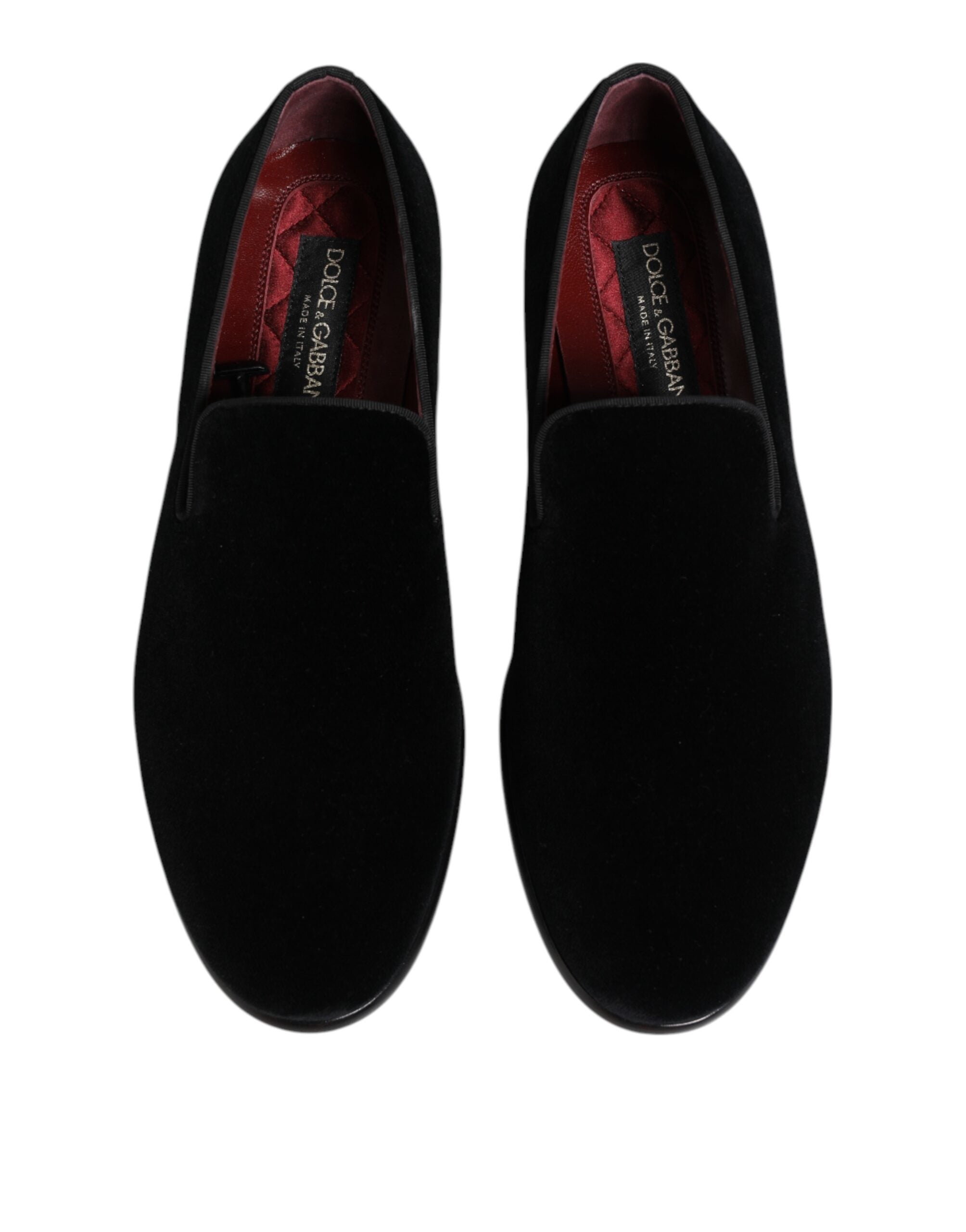 Dolce &amp; Gabbana Schwarze Samt-Loafer, formelle Herrenschuhe