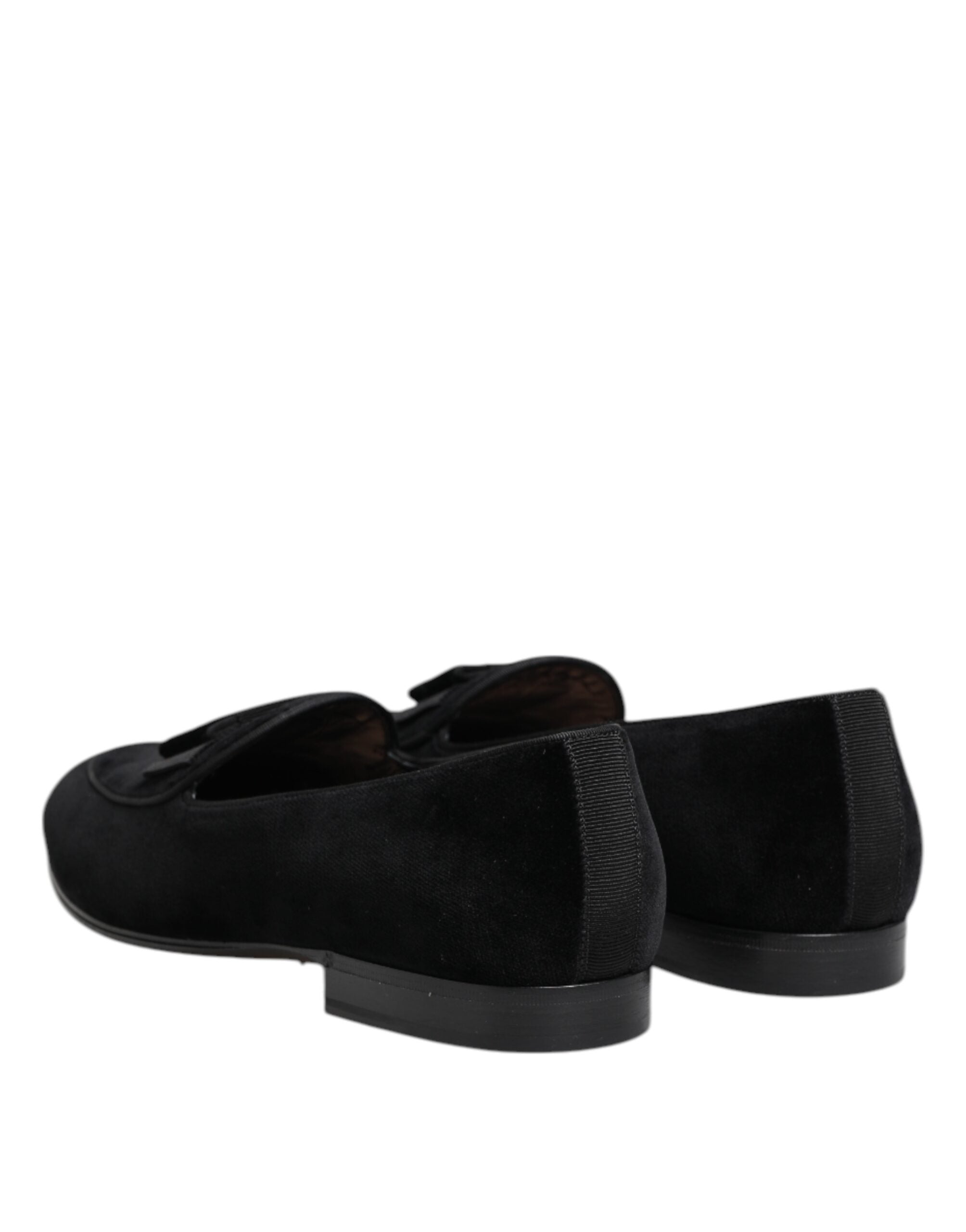 Dolce &amp; Gabbana Schwarze Samt-Loafer, formelle Herrenschuhe