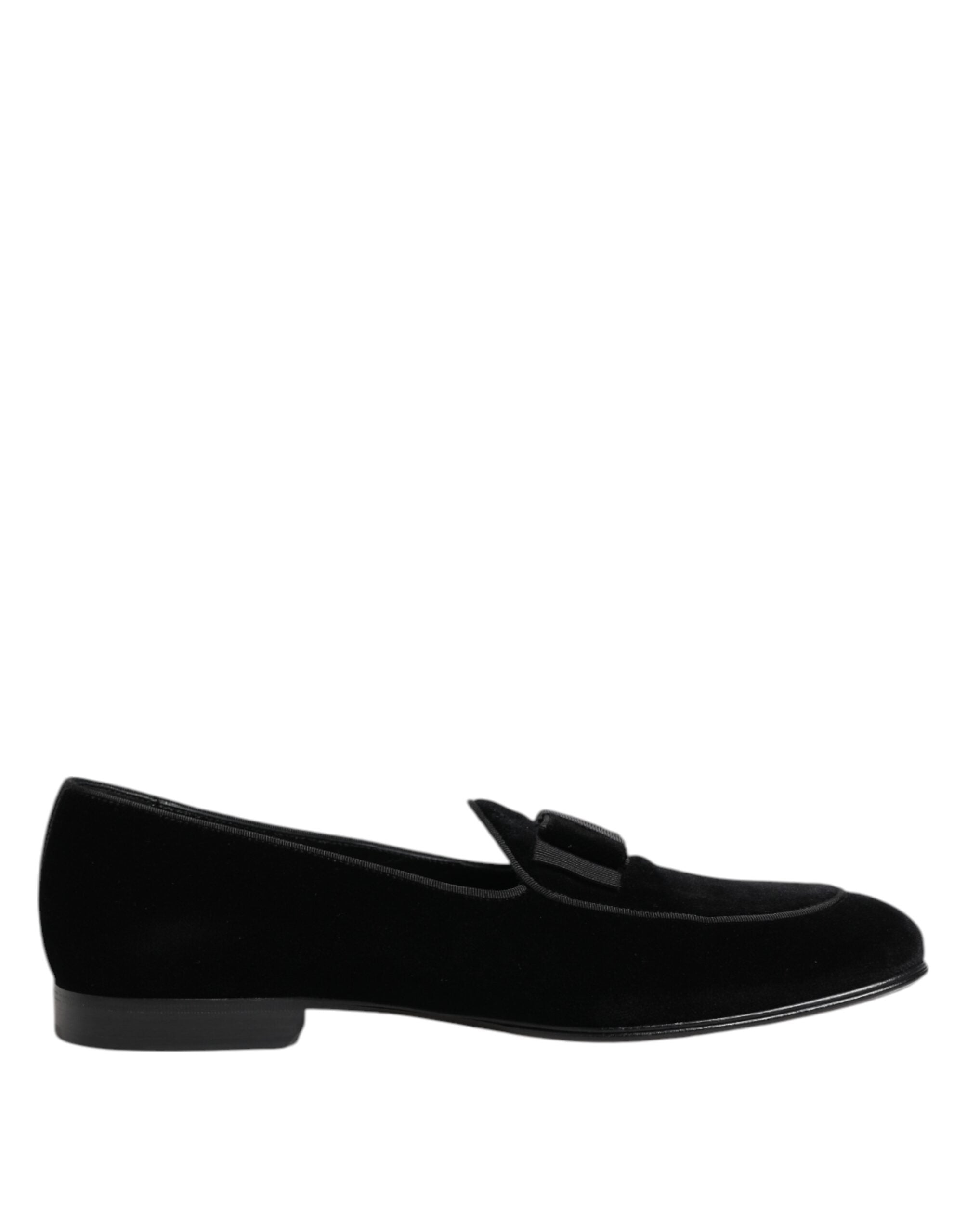 Dolce &amp; Gabbana Schwarze Samt-Loafer, formelle Herrenschuhe