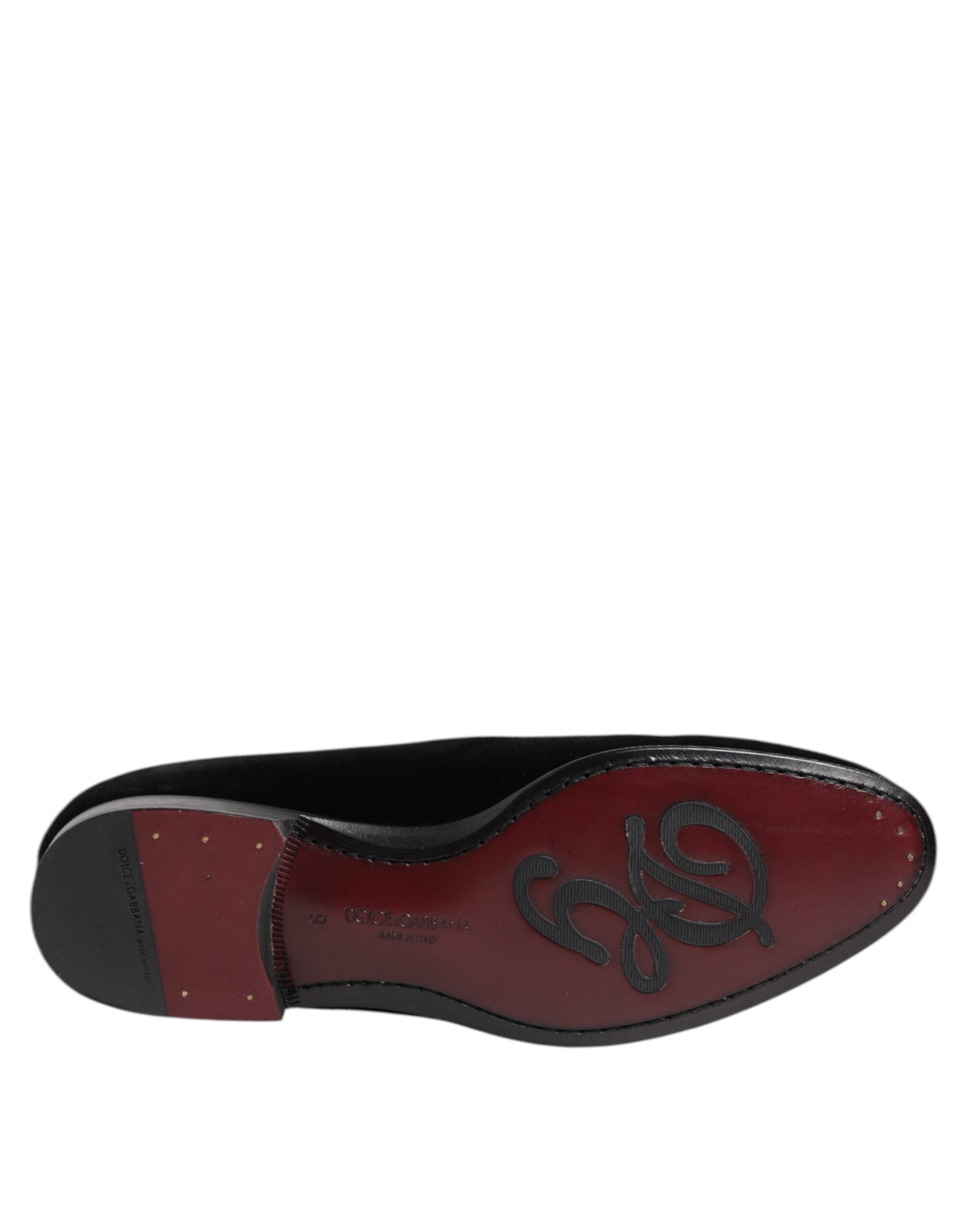 Dolce &amp; Gabbana Schwarze Samt-Loafer, formelle Herrenschuhe