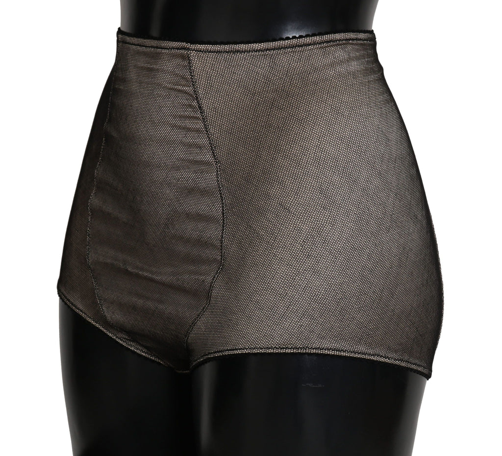 Dolce &amp; Gabbana Beige Schwarze Netz-Baumwollmischung Schicke Unterwäsche