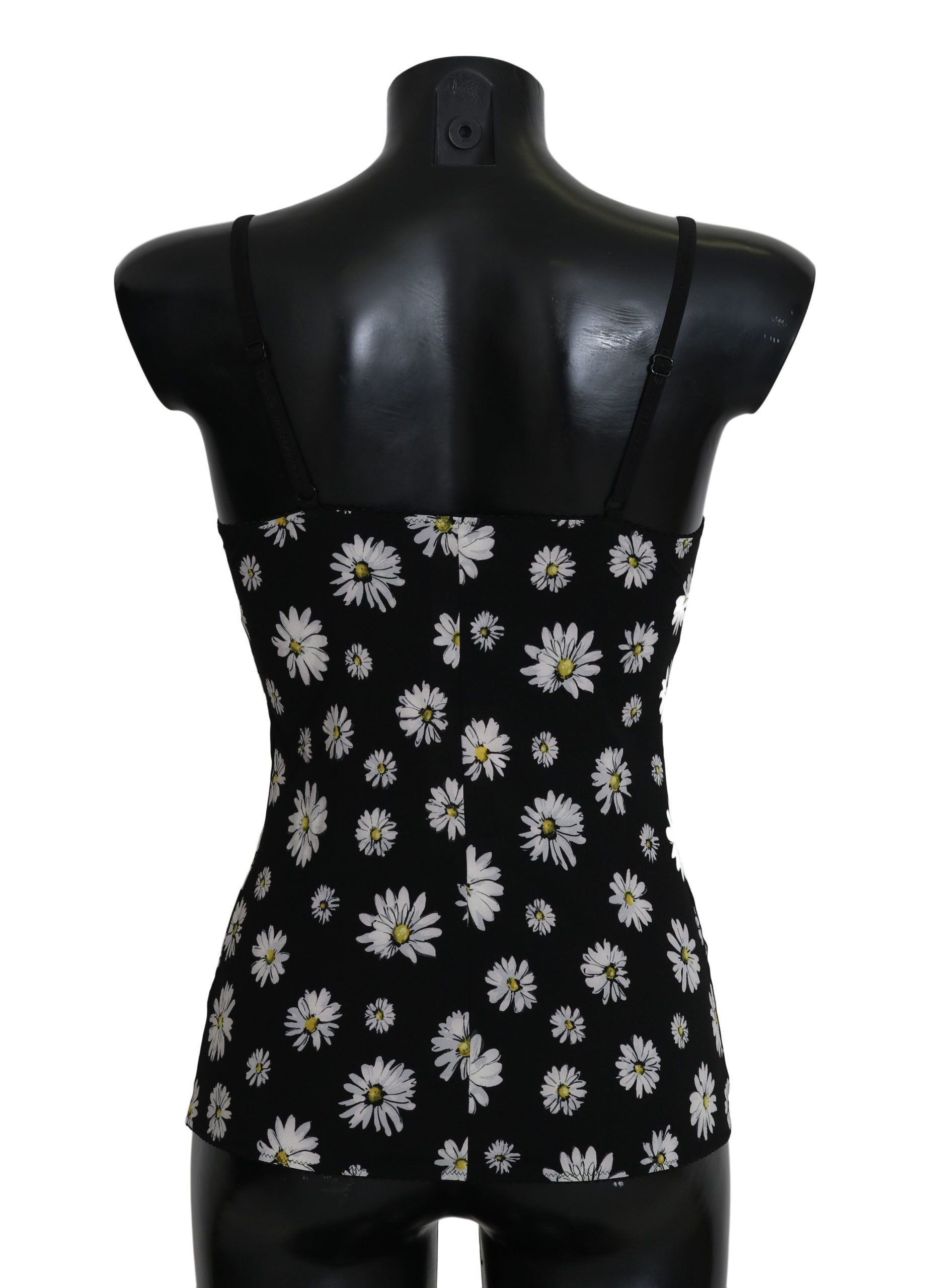 Dolce &amp; Gabbana – Elegantes schwarzes Chemise-Kleid aus geblümter Gänseblümchenspitze