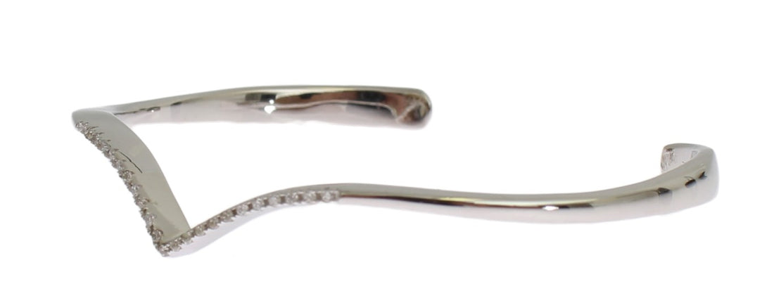 Nialaya Eleganter silberner Armreif mit klaren Zirkonia-Akzenten