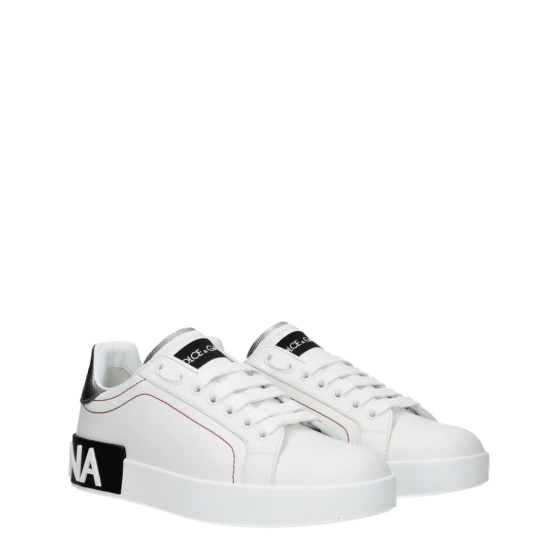 Dolce & Gabbana White Leather Low Top Sneakers