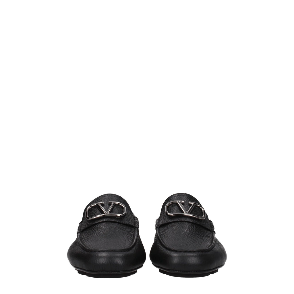 Valentino Garavani Black Leather Slip-On Loafers