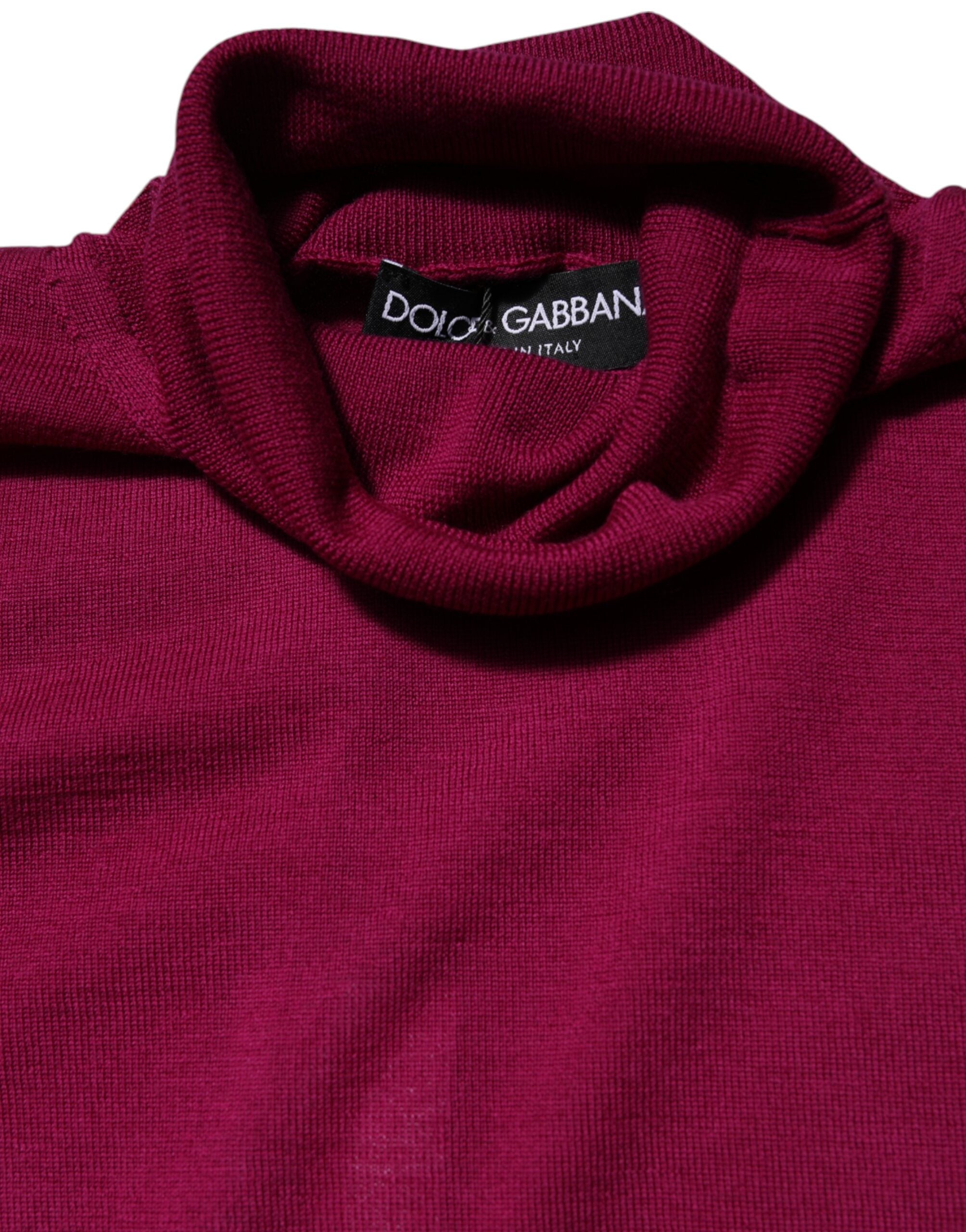 Dolce & Gabbana Fuchsia Wool Long Sleeves Turtleneck Sweater