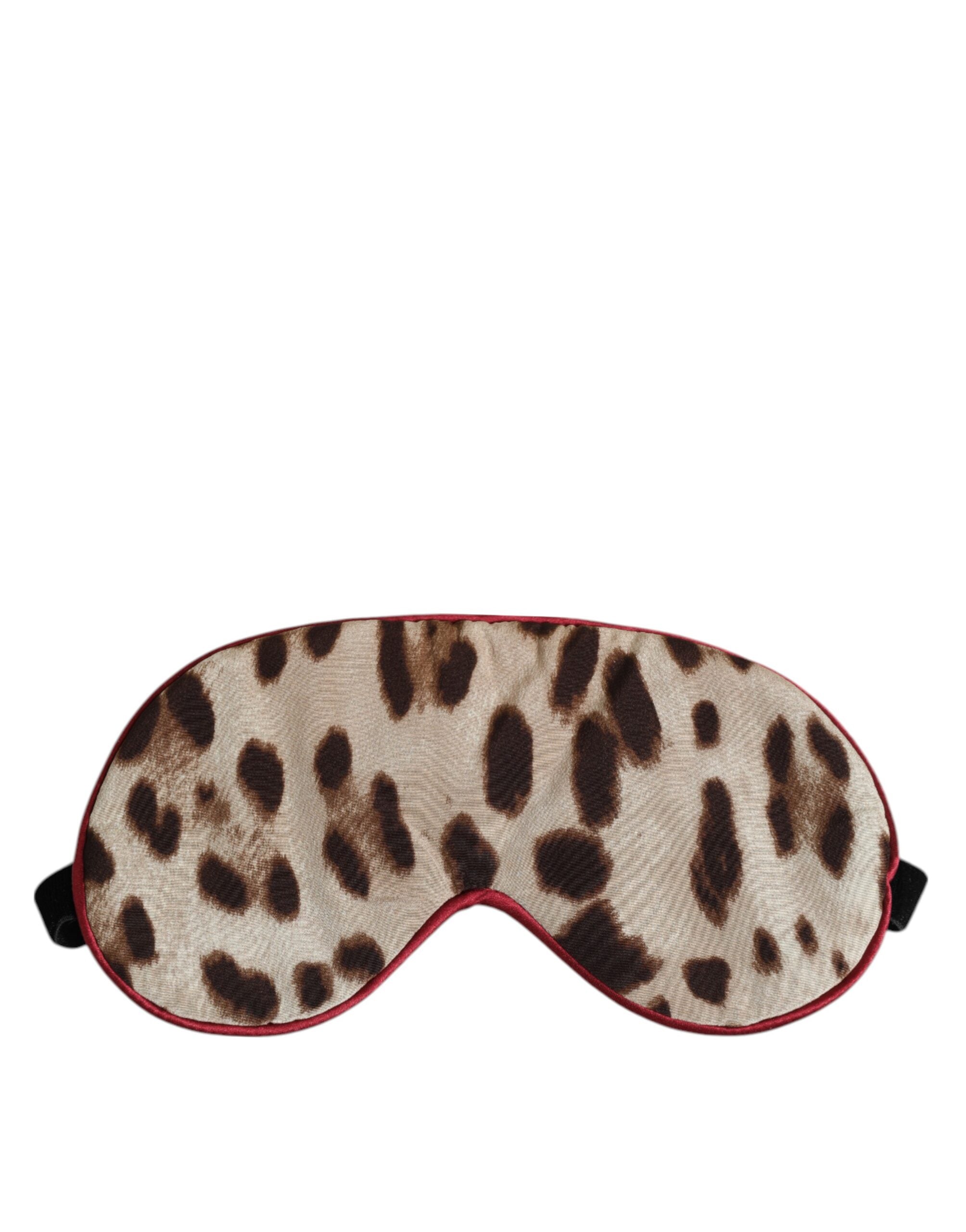 Dolce &amp; Gabbana Braune Schlafmaske aus Seide mit Leopardenmuster für Damen