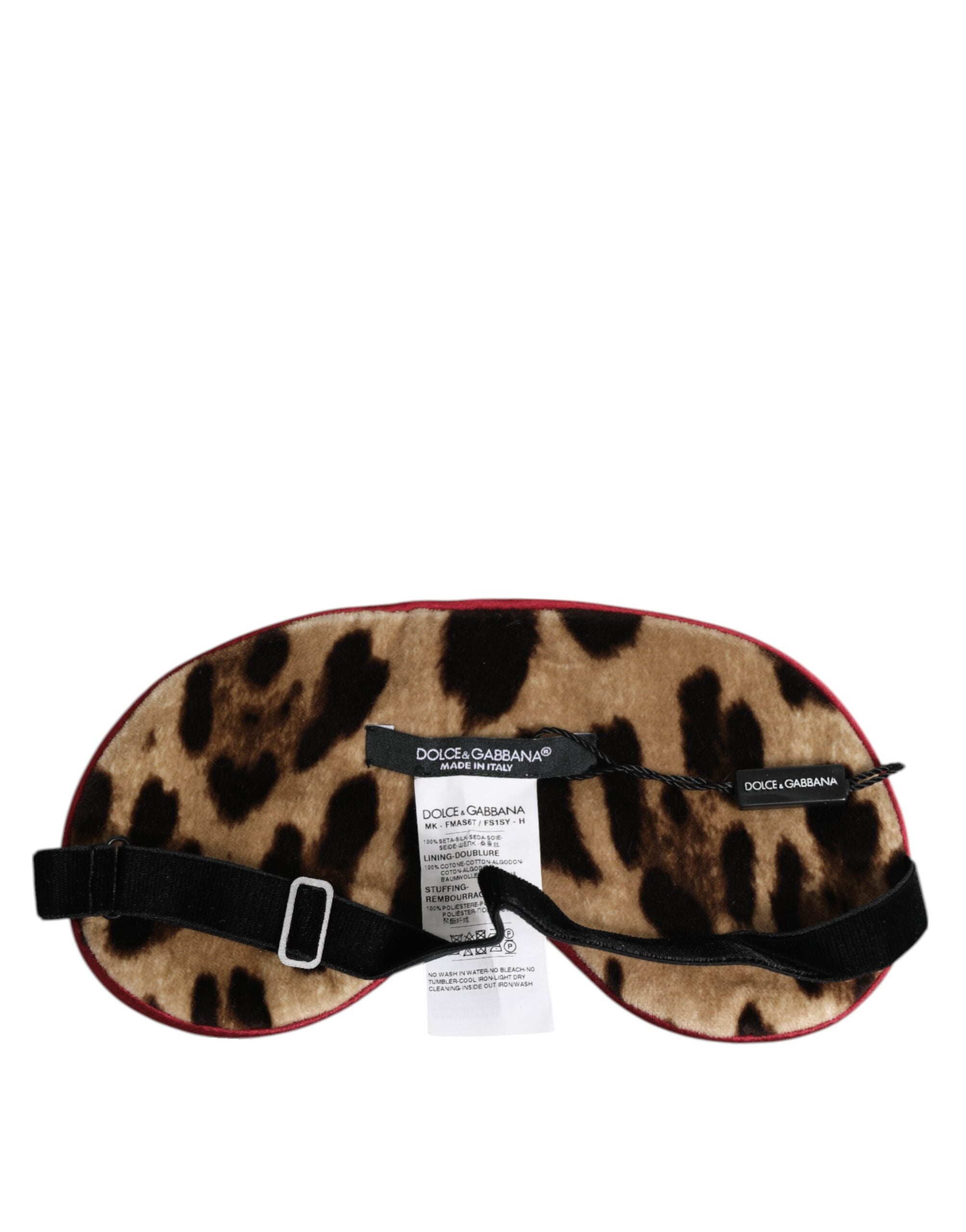 Dolce &amp; Gabbana Braune Schlafmaske aus Seide mit Leopardenmuster für Damen