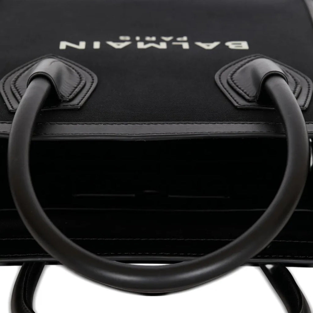 Balmain leather-trimmed Canvas Tote Bag