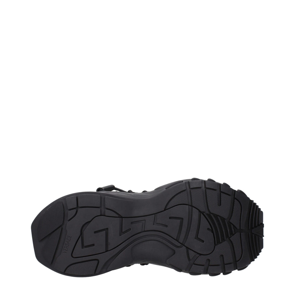 Versace Black Leather Athletic Sneakers