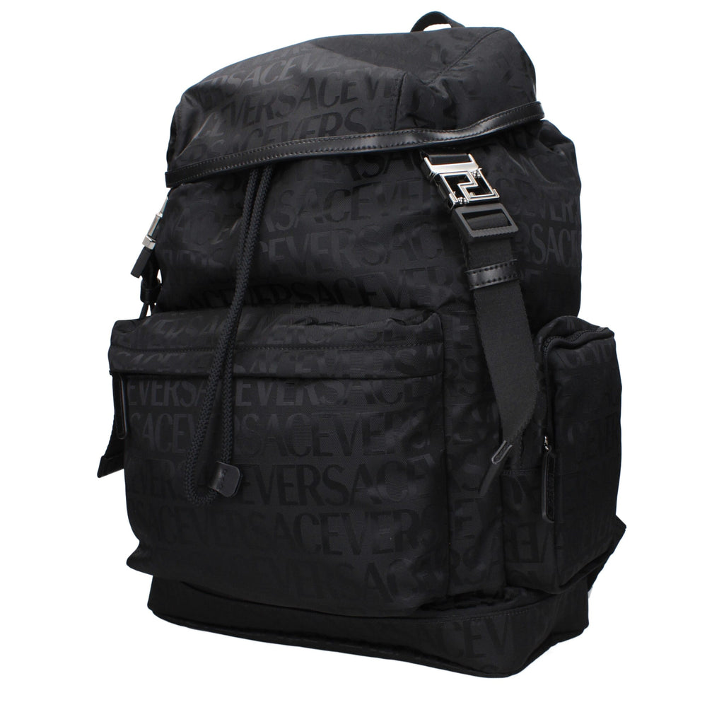 Versace Black Fabric Backpacks