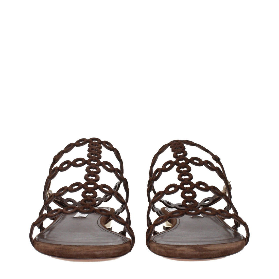 Aquazzura Brown Leather Flat Sandals