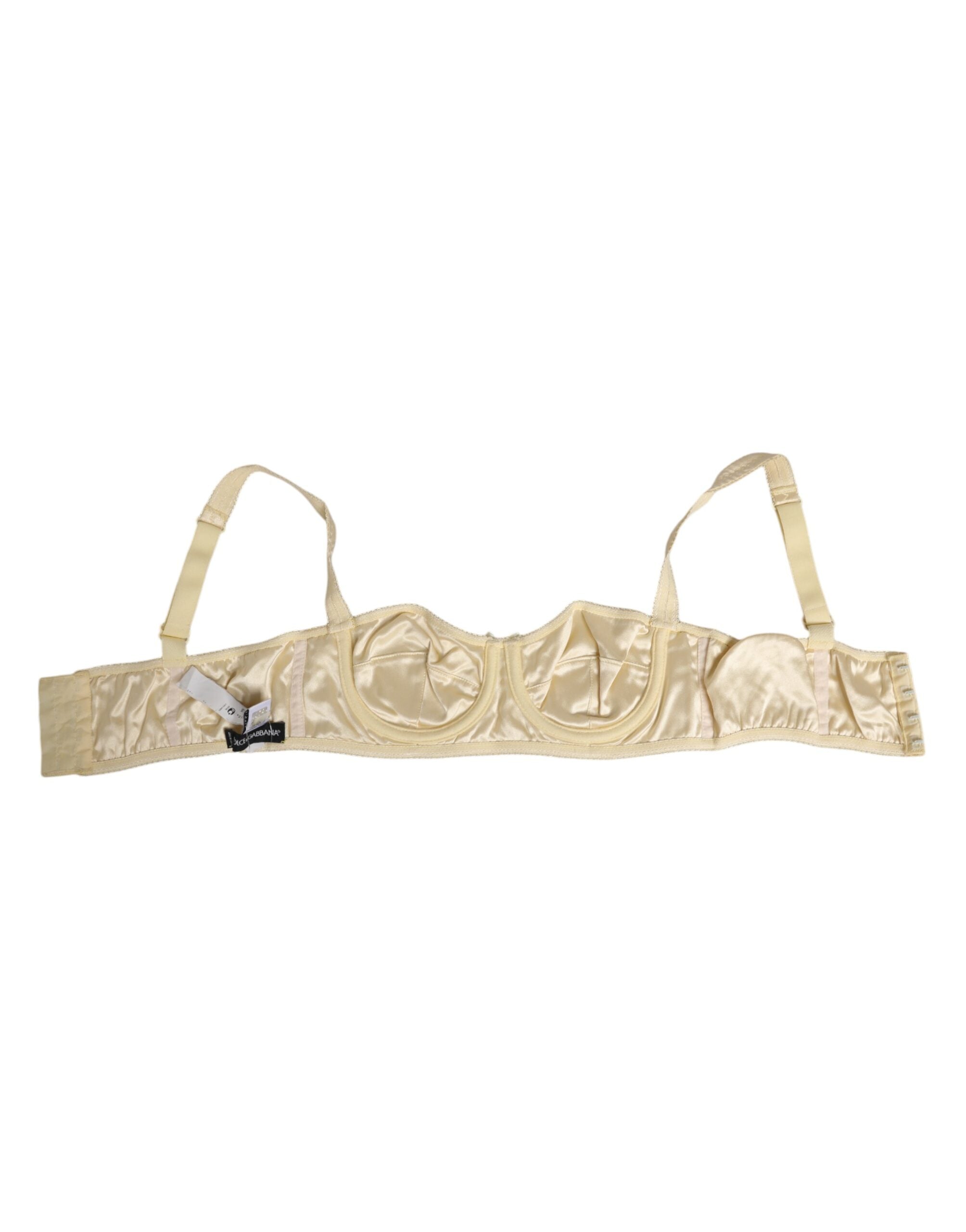 Dolce &amp; Gabbana Cremefarbene Balconette-BH-Unterwäsche aus Satinmischung