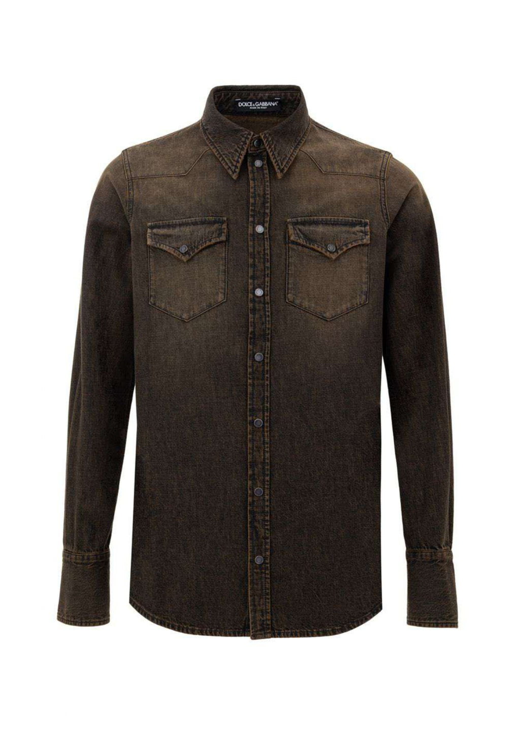 Dolce & Gabbana DÃ©lavÃ© Brown Denim Shirt